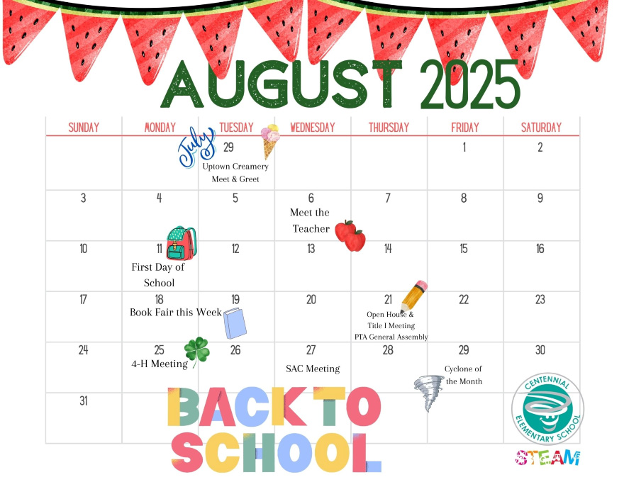 <p>August calendar - events already listed on this page.</p>